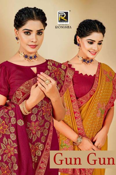 Gun Gun By Ronisa Designer Vichitra Silk Saree Collection